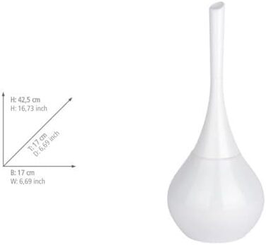 Набір для туалету WENKO Mod. Flakon: тримач щітки та щітка для унітазу, кераміка та пластик, Ø 17 см x 42,5 см, білий