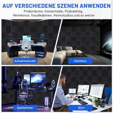 Акустичний поролон для звукоізоляції, панелі шумопоглинаючі 5х30х30 см, висока щільність, набір 50 шт