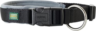 Нашийник для собак HUNTER Neopren Vario Plus, чорний/сірий, L-XL/2.5, міцний нейлон, м'яка неопренова підкладка, регульований, з запобіжником, зручний у догляді