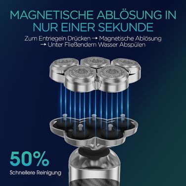 Електричний гоління для чоловіків VOYOR TX500: 5D, мокрий/сухий, бездротовий, LED дисплей, 150 хв роботи (чорний)