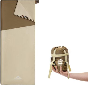 Спальний мішок Naturehike Ultraleicht – ультралегкий, 680/760 г, для 3 сезонів, 190x75/205x85 см, для походів, рюкзаків, кемпінгу, комфортна температура 15°C, колір: зелений XL (темно-коричневий/світло-коричневий)