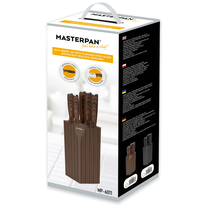 Набір кухонних ножів у підставці Masterpan PREMIUM, мармуровий дизайн, 5 предметів