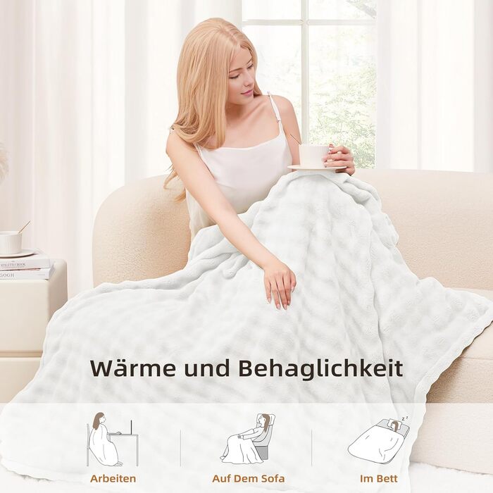 Електрична ковдра з підігрівом 130x180 см з таймером та захистом від перегріву, 9 режимів нагріву, функція пам'яті, для дому, офісу, ліжка