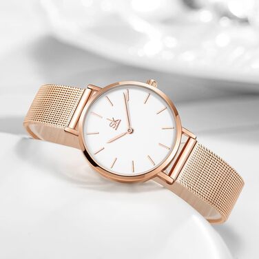 SK Ультратонкий мініатюрний жіночий годинник з двома стрілками. Елегантний годинник для жінок з шкіряним ремінцем (рожеве мереживо)
