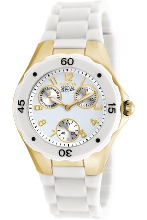 Жіночий кварцовий годинник Invicta Angel — 38мм, золотистий зі сталі, білий циферблат