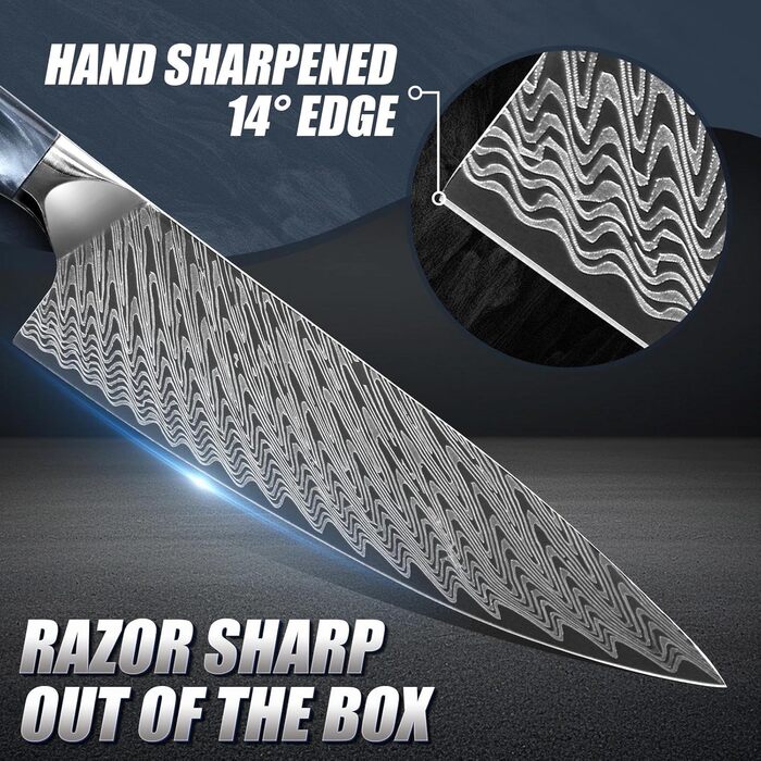 Професійний кухонний ніж Dragon Riot з ручкою з епоксидної смоли, гострі кухонні ножі шеф-кухаря з піхвою (кухонний ніж)