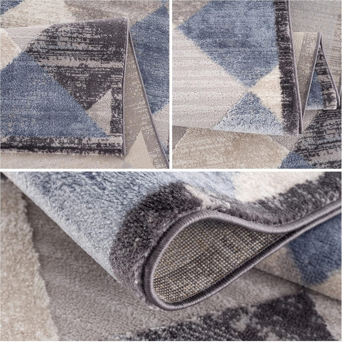Килим SANAT Evra для вітальні - коротковорсовий килим з сучасним дизайном, підходить для вітальні, коридору, їдальні, спальні, кухні та дитячої кімнати (80x150 см, 200 x 280 см, прямокутний, блакитно-сірий)