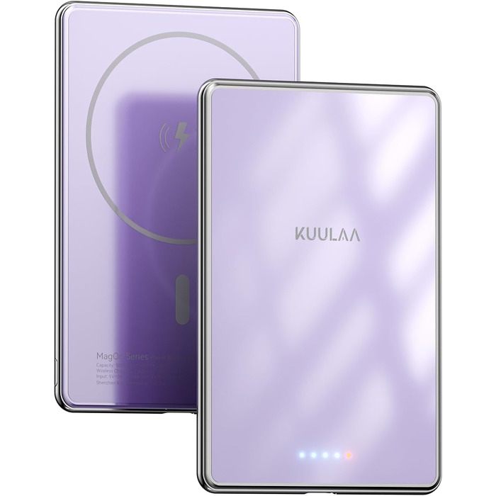 PowerBank Kuulaa Ultra Slim 5000 mAh з MagSafe, Type-C 20W, Швидка зарядка, 7.2 мм, для iPhone 16/15/14/13/12 (фіолетовий)