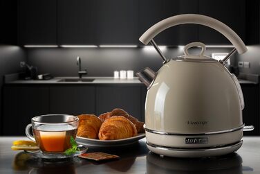Ariete Vintage Electric Kettle - 1.7L, 2000W - Green/Beige