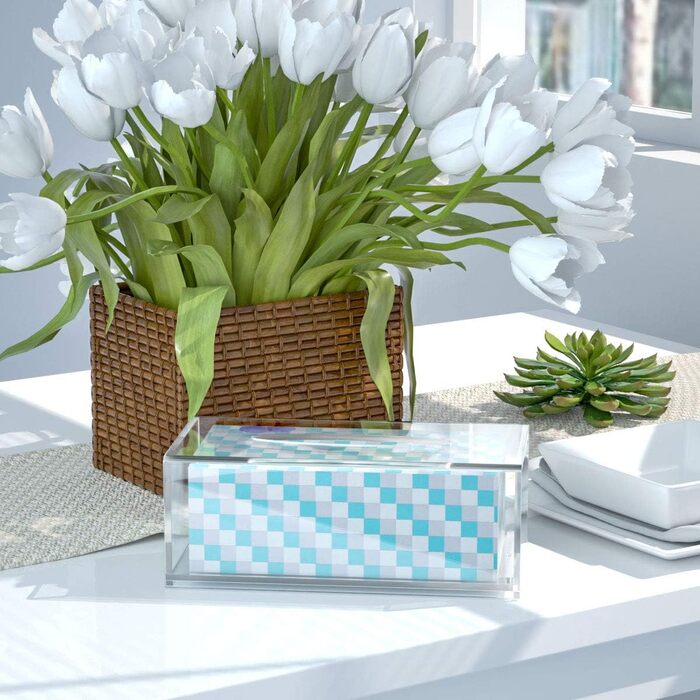HIIMIEI Cosmetic Tissue Box, 25.0x13.0x9.0 cm Acrylic Tissue Box | Tissue Box with Magnetic Cover for Dining Room Bathroom Bedroom Car Office - Acrylic Transparent