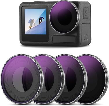 Набір фільтрів NEEWER CPL та ND для DJI Osmo Action 4/Action 5 Pro (4 шт.): CPL+ND8+ND16+ND32. Сумісний з FL-A12. Оптичне покриття, аксесуари для екшн-камери