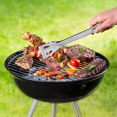 Набір гриля AWOOM 20 предметів: шампури, щипці, лопатка, щітка | З гриль-кофром | Для барбекю, кемпінгу та вечірок