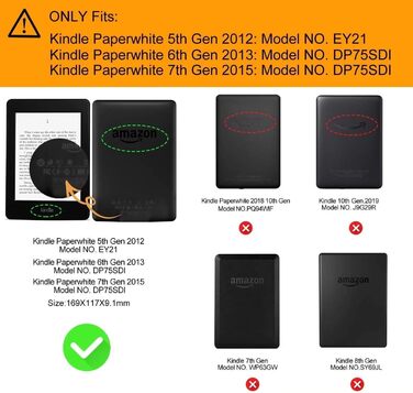Чохол MOKASE для Kindle Paperwhite 5/6/7 (2012-2016), Black - Синтетична шкіра, Smart Sleep/Wake