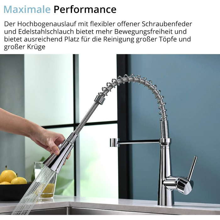 Кухонний змішувач TIMACO з поворотним гусаком 360° з нержавіючої сталі, з покриттям під хром (для низького тиску)