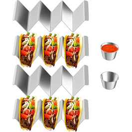 Підставка для тако з нержавіючої сталі, набір 4 шт, тримач з ручками, місткість 3 тако, для грилю та посудомийки