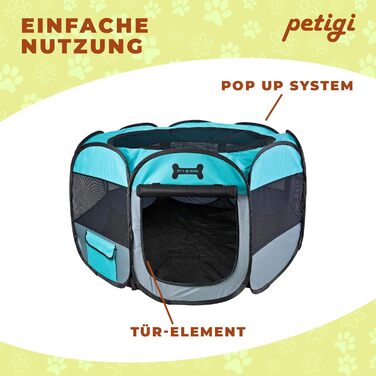 Вольєр для цуценят Petigi XL, 115x115x65 см, 8-кутна клітка для собак, кроликів, морських свинок, котів, рожевий/зелений колір