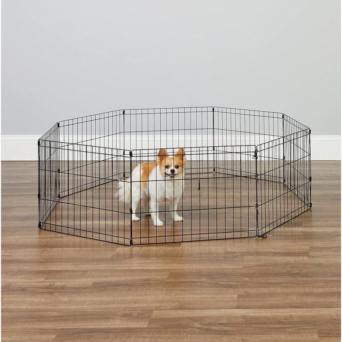 New World Dog Playpen & Exercise Pen - No Door, Black E-Coating, 61x76cm (61x61x18in)