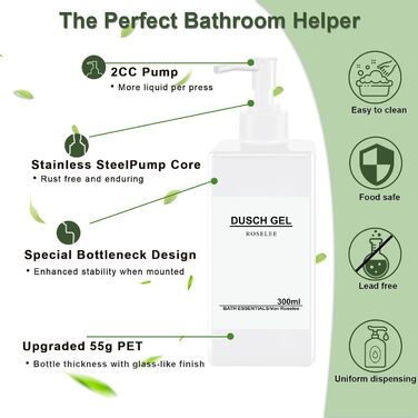 Набір дозаторів для мила Roselee (4 шт.), 300 мл, пластик, для кухні та ванної кімнати