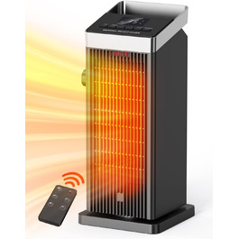 Електричний обігрівач QEXREED 2000W з PTC термостатом, 4 режими, таймер 24 год, дистанційне керування, захист від перегріву та перекидання, для дому та офісу