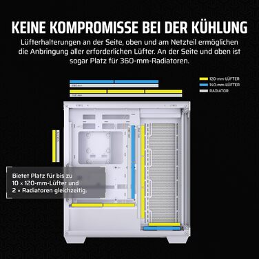 Корпус ПК CORSAIR 3500X Mid-Tower ATX з панорамним склом, підтримкою перевернутої схеми материнської плати та 3 вентиляторами CORSAIR RS120, білий колір (без RGB)