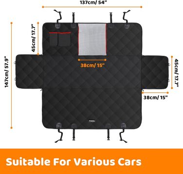 Захисний килимок для собак у машину Favoto з віконцем, 137x147 см, чорний