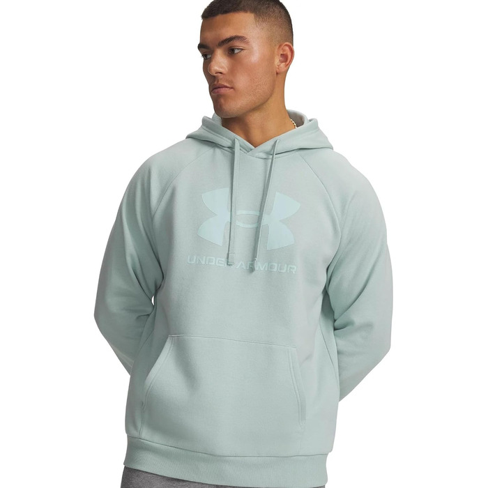 Чоловічий худі Under Armour Rival Fleece з логотипом, синій Emaille-blau / Mint Green, розмір S