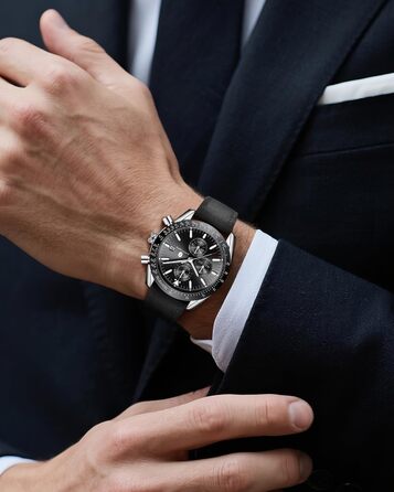 Годинник чоловічий BENYAR Quarz Chronograph з датою, водонепроникний, чорний ремінець/чорне циферблат/сріблясте корпус, для повсякденного та ділового стилю