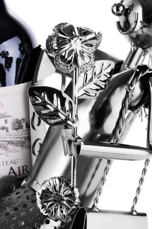 BRUBAKER Bottle Holder, Loving Couple Metal Sculpture with Gift Card