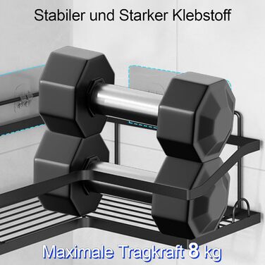 Набір кутових поличок для душу без свердління, 3 шт. з мильничкою, чорного кольору. Організатор для ванної кімнати з 12 гачками. Підходить для ванної та кухні.