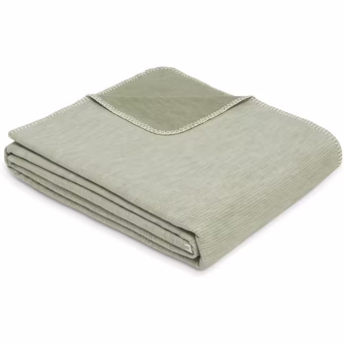 Ibena Lausanne Blanket 140x200cm - Organic Cotton Blanket, Made in Germany, cuddly & soft, Summer Blanket Sage