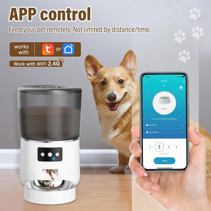 Автоматичний годівниця для котів та собак, 4л, з мискою з нержавіючої сталі, програмування до 10 прийомів їжі на день