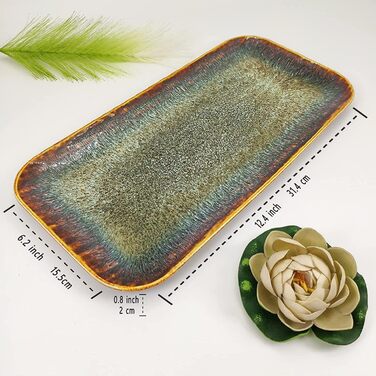 Набір тарілок Ya JU Keramik 4 шт. для основних страв, стеку, пасти, різотто, закусок. Підходять для мікрохвильової печі, духовки та мийки посуду. Колір: коричневий, прямокутна форма.