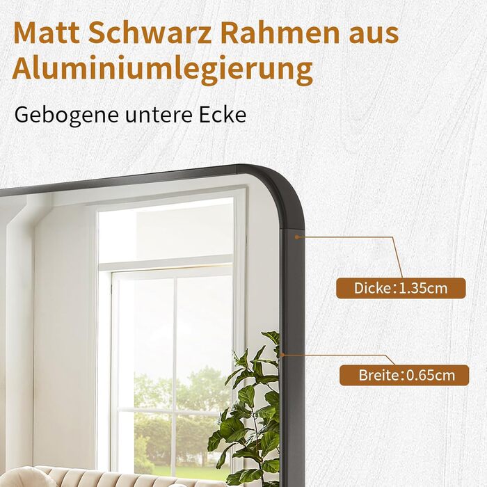Koonmi Rounded Corner Full Length Standing Mirror