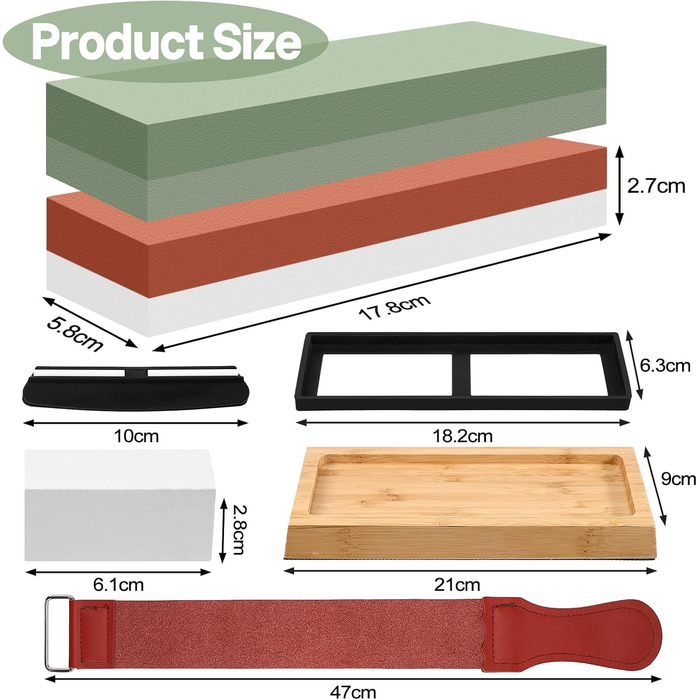 Набір для заточування ножів Messer Schärfen Schleifstein: професійний точило з гранями 400, 1000, 3000, 8000, шкіра, бамбукова основа, кутник