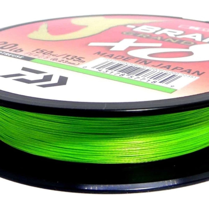 Плетена волосінь Daiwa J-Braid Grand x8E 270 м, жовто-зелена