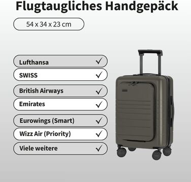 Валіза ETERNITIVE з полікарбонату та ABS: легка, з колесами 360°, з TSA-замком, для ручної поклажі, оливковий колір