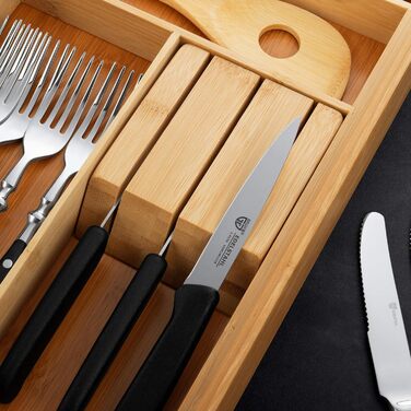 Органайзер для столових приборів Gräwe з бамбука для кухонних шухляд, змінний, розсувний (36.5-56.5 см)