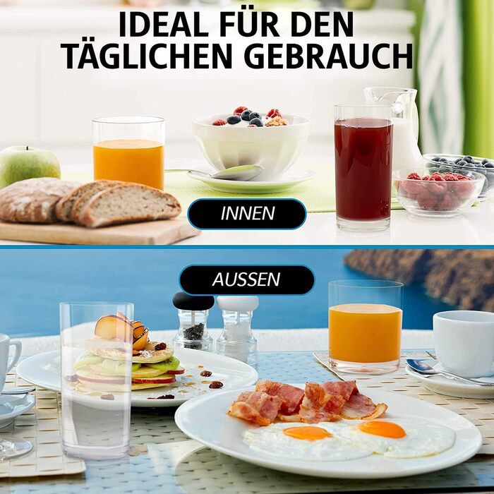 Zulay Unzerbrechlich Plastic Drinking Glasses, 8 Pack, Transparent, 4 each: 340 ml and 473 ml, Acrylic Cups for Kitchen – Unbreakable, BPA-free, Dishwasher Safe, Plastic Glasses Set