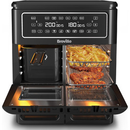 Фритюрниця з гарячим повітрям Breville Halo Flexi 11 л, цифрова, подвійна камера, 2400 Вт, для смаження, запікання, грилю, розігріву, на 10+ осіб