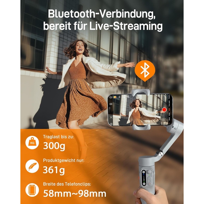 Hohem iSteady X3 SE - Стабілізатор для смартфона, 3-осьовий, сірий. Ідеально для Vlogging, Selfie та подорожей. 11 годин роботи від акумулятора.