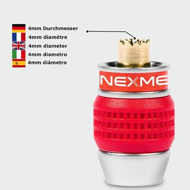 Комплект позолочених бананових роз'ємів NEXMEX для акустичних кабелів, 16 шт (8 пар) для Hi-Fi ресиверів та колонок