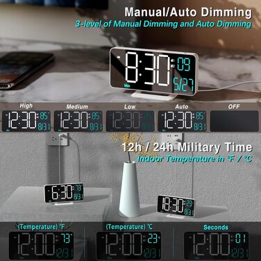Цифровий LED годинник-будильник KOSUMOSU 6.7