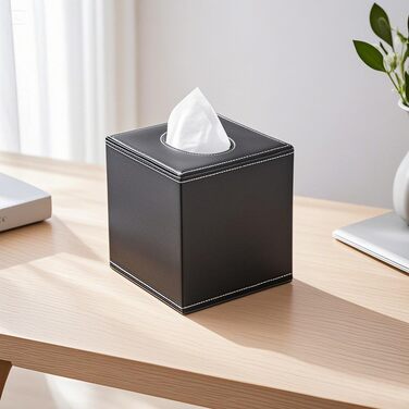 KINGFOM Скляна коробочка для серветок, шкіряна обкладинка, органайзер для дому, авто, офісу (коричневий)