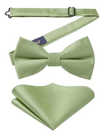 Енлізіон краватка-метелик для чоловіків з кишеньковим хустинкою - Комплект краватки-метелика та хустинки для весілля, костюма, з подарунковою коробкою (світло-зелений)