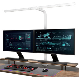 LED лампа настільна з авторегулюванням яскравості, 80 см, кріплення-прищіпка, регульована колірна температура, захист для очей, повний спектр денного світла, таймер, білий колір