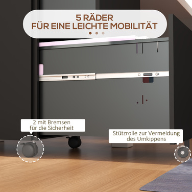 Vinsetto Rolling File Cabinet, Black with 2 Lockable Drawers on Steel Casters, 37x43.5x67.5cm for Office & Home Office