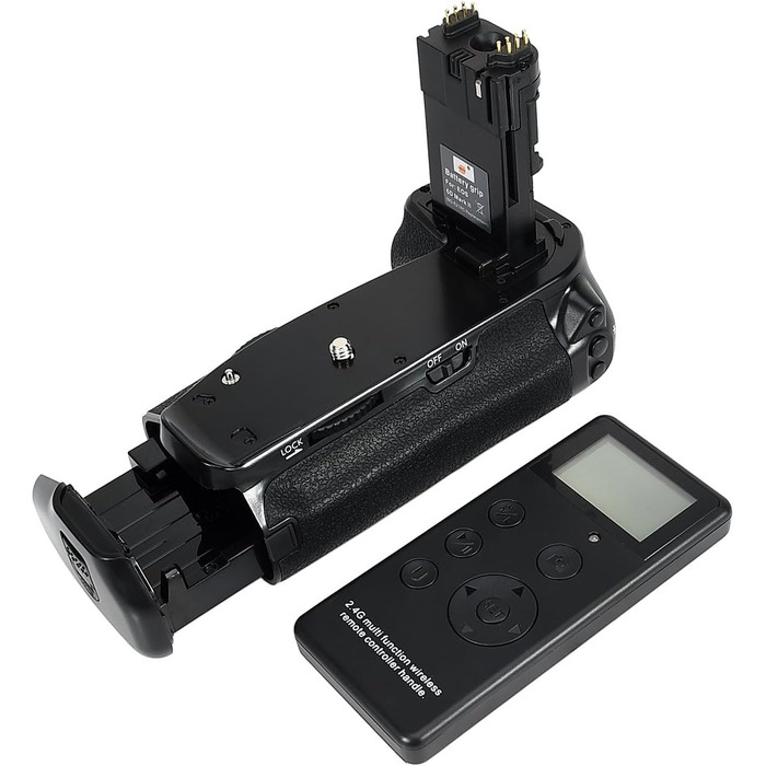 Набір батарейного блоку DSTE Pro з бездротовим пультом дистанційного керування 2.4G для Canon EOS 6D Mark II (замінник BG-E21)