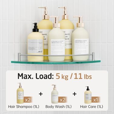 Скляна поличка для душу KES - 2 шт. з нержавіючої сталі (SUS304) для ванної кімнати