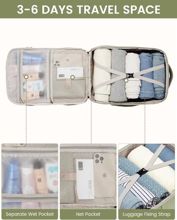 Рюкзак LOVEVOOK 40L для ручної поклажі в літак, водонепроникний, з відділенням для ноутбука 17 дюймів, для подорожей, роботи, хайкінгу, оливково-бежевий