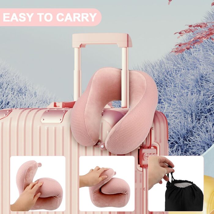 Подушка для шиї у вигляді їжачка, рожева, Memory Foam, для подорожей, авто, офісу, дому